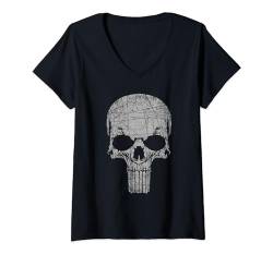 Vintage Totenkopf T-Shirt mit V-Ausschnitt von NextLevel Merch