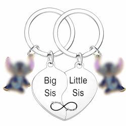 Nfyxcaz Big Sis Little Sis passender Schlüsselanhänger Geschenk für Schwestern, Weihnachten, Geburtstagsgeschenke, Freunde, BFF Geschenke, Freundschaft, Schlüsselanhänger, silber, One size von Nfyxcaz
