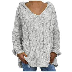 Damen Pullover Oversize Strickpullover V-Ausschnitt Pulli Loose Oversized Pullover Stricken Oberteil Strickpulli Pullover Hoodie Sweatshirts Kapuzenpullover Strickpullover Strickpulli Winterpullover von Nhainel