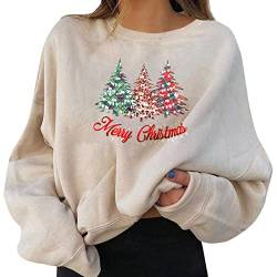 Nhainel Damen Weihnachten Pullover Langarm Weihnachten Pullover Pullover Damen Baumwolle Pullover Damen Oversize Pullover Damen Elegant Rundhals Pullover Casual Tops von Nhainel