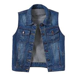 Nhainel Jeansweste Damen Ärmellose Kurz Denim Jacke Jeans Weste Jeansjacke Sommer übergröße Denim Jacke Ärmellos Beiläufige Jeansweste Denim Weste Vest Frühling Cardigan Top Outwear von Nhainel