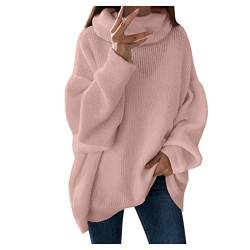 Nhainel Strickpullover Damen Pullover Damen Winter Rollkragenpullover Damen Warm Oversized Strickpullover Rollkragen Pullover Stricken Pulli Grobstrickpullover Langarm Oberteile von Nhainel