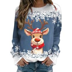 Weihnachtspulli Lustig Damen Langarm Rudolph Rentier Elfe Weihnachtspullover Langarmshirt Teenager Mädchen Weihnachts Jumper Xmas Pullis Shirt Weihnachtsmann Christmas Sweatshirt von Nhainel