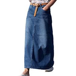 NiSeng Damen Spleiß Jeansrock Casual Denim Rock Mode Maxiröcke Lange Denim Rock Blau XL von NiSeng