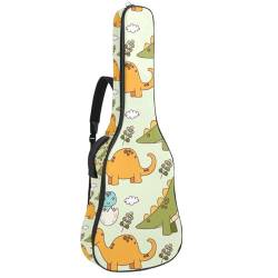 Niaocpwy Gitarrentasche für Akustikgitarre, 101,6 cm, 104,7 cm, 106,7 cm, für E-Bass, klassische Gitarre, buntes handgezeichnetes Dinosaurier-Muster, Mehrfarbig 03, 42.9x16.9x4.7 in, Taschen-Organizer von Niaocpwy