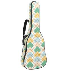 Niaocpwy Gitarrentasche in voller Größe, Grün kariert, Herzen, gepolstert, wasserdicht, 101,6 cm, 104,4 cm, 106,7 cm, Multicolor 01, 42.9x16.9x4.7 in, Taschen-Organizer von Niaocpwy