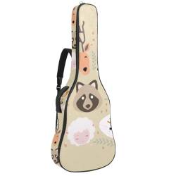 Niaocpwy Tasche für Akustikgitarre, wasserdicht, mit verstellbarem Schultergurt und Taschen, niedliches Tiergesichter, Set Hund, Mehrfarbig 02, 42.9x16.9x4.7 in, Taschen-Organizer von Niaocpwy