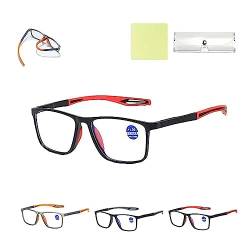 Niblido Herren Sport Ultraleicht Anti-Blaulicht Presbyopie Brille Progressive Weit Und Nahe Dual Focus Lesebrille, Tragbare Fahrradbrille für Männer, Rot 2,5x, 20g von Niblido