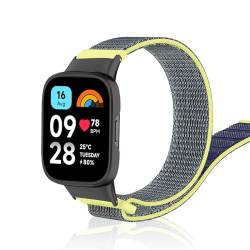 Niboow Armband für Xiaomi Redmi Watch 3 Active, Frauen Mann Weich Atmungsaktiver Ersatzriemen, Nylon Solo Loop Einstellbar Ersatzband, Sport Watch Band für Xiaomi Redmi Watch 3 Active (Gelb) von Niboow