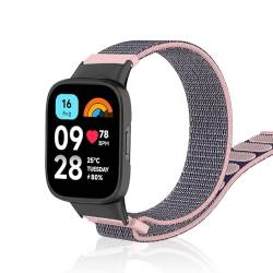 Niboow Armband für Xiaomi Redmi Watch 3 Active, Frauen Mann Weich Atmungsaktiver Ersatzriemen, Nylon Solo Loop Einstellbar Ersatzband, Sport Watch Band für Xiaomi Redmi Watch 3 Active (Rosa) von Niboow