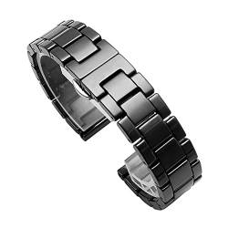 Keramik-Armband, Uhrenarmband, Universalarmband mit Schnellspannstiften, Schmetterlingsschnalle, Faltschließe (18 mm, schwarz) von Nice Pies