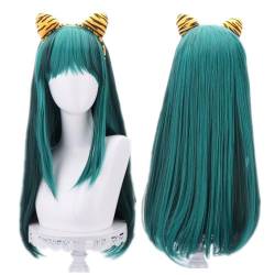 NiceLisa 60cm Gemischtes grünes Haar Lange Gerade Perücke mit Pony Urusei Yatsura Lum Anime Cosplay Wigs with Headband von NiceLisa