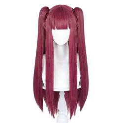 NiceLisa My dress up darling Perücke Long Straight Deep Red Wine Red Fashion Women Anime Character Play Cosplay Costume Wigs Clip on Ponytails von NiceLisa