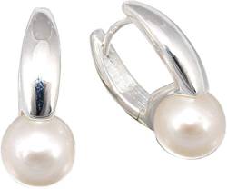 Klappcreolen Süßwasserperle 8 mm Silber 925 Perlen Ohrrringe Creolen Perle von Nicht Zutreffend