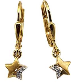 Ohrringe Stern Zirkonia echt Gold 333 Gelbgold Hänger Damenohrringe Ohrhänger von Nicht Zutreffend