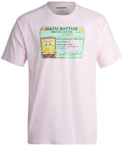Nickelodeon Herren T-Shirt - Spongebob und Patrick Bikini Bottom Führerschein Kurzarm Shirt - Graphic Tee (S-XXL), Helles Rosa, Mittel von Nickelodeon