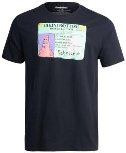 Nickelodeon Herren T-Shirt - Spongebob und Patrick Bikini Bottom Führerschein Kurzarm Shirt - Graphic Tee (S-XXL), Patrick Black, L von Nickelodeon