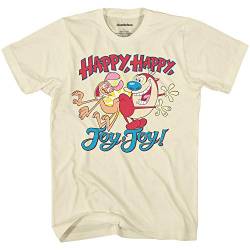 Nickelodeon Mens 90's Classic Shirt - Ren & Stimpy Happy Happy Joy Joy Vintage T-Shirt (Natural, Small) von Nickelodeon