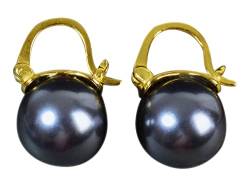 NicoWerk Damen Silber Ohrringe Perle aus 925 Sterling Silber Grau Edel Elegant Ausgefallen Glänzend Auffällig SOR448 von NicoWerk