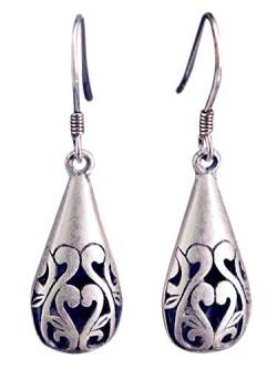 NicoWerk Damen Silber Ohrringe Tropfen aus 925 Sterling Silber Vintage Durchlöchert Ethno Oval SOR228 von NicoWerk