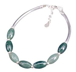 NicoWerk Damen Silberarmband Jade aus 925 Sterling Silber Grün mit Stein SAB192 von NicoWerk