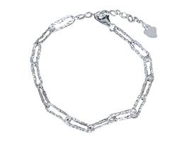 NicoWerk Damen Silberarmband Rechteck aus 925 Sterling Silber Rustikal Schlicht Verbunden Gelieder SAB252 von NicoWerk