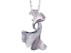 NicoWerk Silberkette mit Anhänger Ginkgo-Blatt Ginko Blatt Natur Halskette Damen 925 Silber Kette Schmuck Sterling SKE235 von NicoWerk