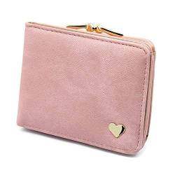 Damen Kleine Herz Dekoration Geldbörse Portemonnaie kurzer Kleine Geldbeutel Große Kapazität Wallets (Rosa) von Nicole Knupfer