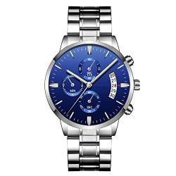 Nicoone Herren Analog Quarz Chronograph,30m Wasserdichtes Luxus Business Herren Quarzuhr Armbanduhr,Multi Zifferblatt Quarz Uhr Mit Edelstahlarmband von Nicoone