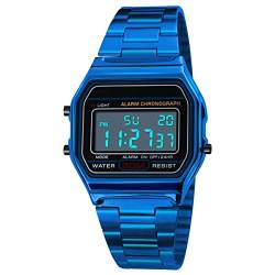 Nicoone Luxus Business Armbanduhr 30M Wasserdicht Edelstahl Sportuhr Digitaluhr Armbanduhr(Blau) von Nicoone