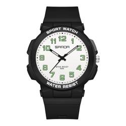 Nicoone Multifunktionale digitale Herren-Sportuhr, Dual-Time, wasserdicht, Outdoor-Silikon-Armbanduhr, schwarz / weiß von Nicoone