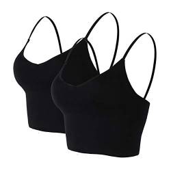 Nahtloser Sport-BH, 2 Stück, bauchfrei, bügelfrei, abnehmbare Pads für Frauen, Yoga, Workout mit verstellbaren Trägern - - XX-Large von Nicytore