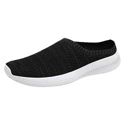 Hausschuhe Herren Mesh Leichte Laufschuhe Low Top Sport Walkingschuhe Einfache Atmungsaktive Espadrilles Sneaker Hausschuhe Einfarbig Sport Sliders Casual Loafers Schuhe für Männer, Schwarz , 43 1/3 von Nidddiv