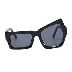 Nidddiv Brille Aus Glas Übergroße unregelmäßige polarisierte Sonnenbrille für Damen Herren Vintage Shades Lichtschutz Klassische große Sonnenbrille Brillen Organizer (Black, One Size) von Nidddiv