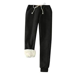 Nidddiv Damen Hosen für Betten Fleece Füllung Hose Reine Farbe Warme Schlanke Hose Lose Damen Verdickung Thermo Homewear Hosen Elastische Taille Kordelzug Baggy Casual Hosen Winter Thermo-Pyjama, von Nidddiv