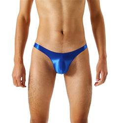 Nidddiv Herren Badetanga Seidige, transparente, ultradünne, glänzende, seidige, ultraniedrige Taillen-T-Hosen für Herren. Männer Sehr Sexy (Blue, L) von Nidddiv