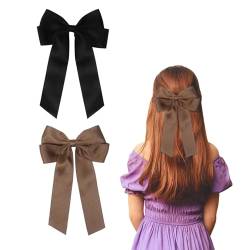 2 Stück Haarschleife Haarspange Mit Schleife, Schleife Haare für Mädchen Damen(Schwarz, Braun) von Nideen