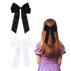 2 Stück Haarschleife Haarspange Mit Schleife, Schleife Haare für Mädchen Damen(Schwarz, Weiß) von Nideen