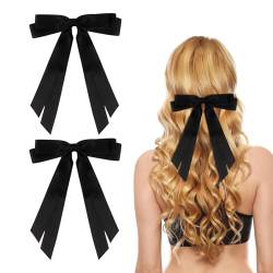 2 Stück Haarschleifen Damen, Haarschleife mit Bänder Haarspange Schleife Haarschmuck Mädchen Hair Accessories(Schwarz) von Nideen