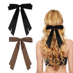 2 Stück Haarschleifen Damen, Haarschleife mit Bänder Haarspange Schleife Haarschmuck Mädchen Hair Accessories(Schwarz, Braun) von Nideen