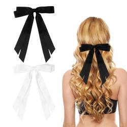 2 Stück Haarschleifen Damen, Haarschleife mit Bänder Haarspange Schleife Haarschmuck Mädchen Hair Accessories(Schwarz, Weiß) von Nideen