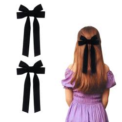 2 Stück Haarschleifen für Frauen, Samt-Haarschleifen, schwarze Schleife, Haarspangen für Mädchen, Haar-Accessoires, Frauen, Mädchen, Geschenke (schwarz) von Nideen