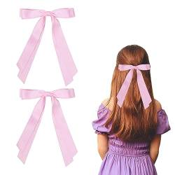 2 Stück Haarschleifen für Frauen, rosa Schleife, Haarspangen, französische Haarspange mit langen, seidigen Satin-Haarbändern für Frauen und Mädchen (Hellrosa) von Nideen