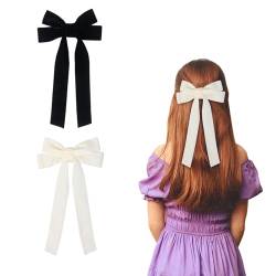 2 Stück Samt Haarschleife Haarspangen für Mädchen und Damen, Schleife Haare Schwarz Haarschmuck Mädchen Kinder(Schwarz, Beige) von Nideen