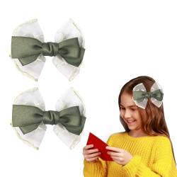 2 grüne Haarschleifen für Mädchen, Schleifen-Haarspangen, Weihnachts-Haarschleifen, Haarschmuck für Kleinkinder, Mädchen von Nideen