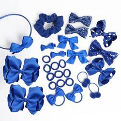 27-teiliges blaues Haar-Accessoire für Mädchen, Schul-Haarschmuck-Set, blaue Haarschleifen, Haarspangen, Bommeln und Haargummis, blaue Schleife, Stirnband von Nideen