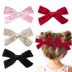 4 Stück Haarschleife Mädchen, 9.5cm Schleife Haare Haarspangen Haarschmuck für Mädchen Kleinkind Kinder(4 Farben) von Nideen