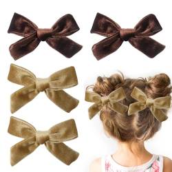 4 Stück Haarschleife Mädchen, 9.5cm Schleife Haare Haarspangen Haarschmuck für Mädchen Kleinkind Kinder(Braun, Roségold) von Nideen