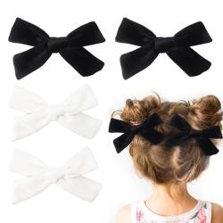 4 Stück Haarschleife Mädchen, 9.5cm Schleife Haare Haarspangen Haarschmuck für Mädchen Kleinkind Kinder(Schwarz, Weiß) von Nideen