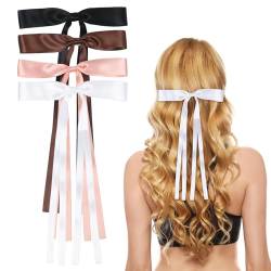 4 Stück Haarspangen Damen mit Schleife, Haarschleifen für Mädchen Frauen Satinbandschleifen Hair Bow(4 Farben) von Nideen